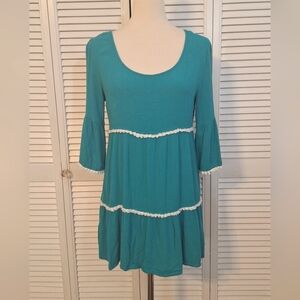 Umgee Teal Bell Sleeve Boho Women's Top *D4